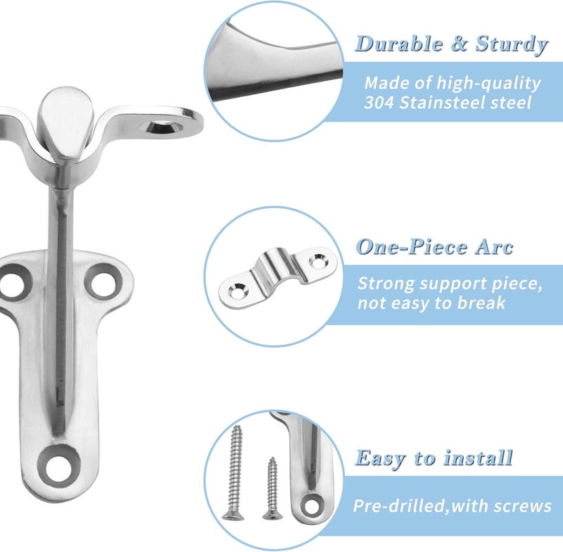 YANYUCB 3''Handrail Brackets,304 Stainless Steel Handrail Stair Brackets,Heavy Duty Support Hardware for Stairways,Home or Office Staircase Hand Rail Bracket with Screws(3 Pack) - Image 3